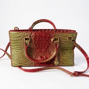 Red and Green Crocodile Embossed Crossbody Handbag, Medium Size,Not Leather.